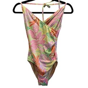 Lilly Pulitzer Vintage Label Frog Print One Piece Swimsuit Size 4 green pink